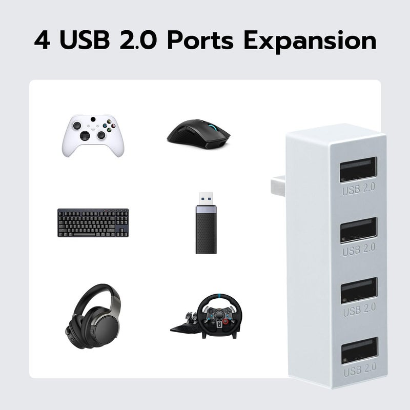 Mcbazel 4 Ports USB Hub 2.0 for Xbox Series S, Portable High Speed USB Hub Splitter Expansion Adapter Accessories Compatible with Xbox Series S Console Only - White - Image 4